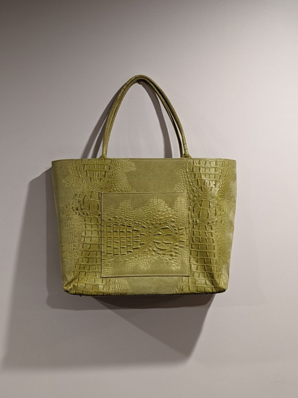 Julie Feldman Large Green Crocodile-Embossed Women's Bag